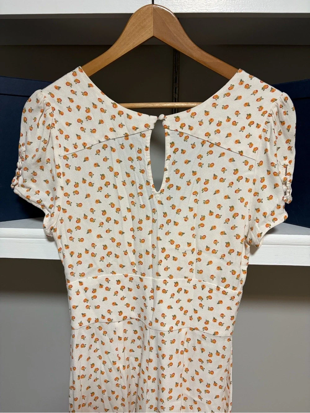 Free People Fruit Print Jumpsuit 6 Cream Wide Leg Boho